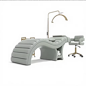 Lit de beauté pour cils incurvé de luxe haut de gamme personnalisé avec lampe LED ergonomique et rangement pour salon de cils et salon - Product Image 6