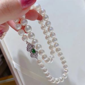 Collier de perles d'eau douce naturelles de haute qualité, perles rondes de 8 à 9 mm, forte luminosité avec de légères imperfections, chaîne de clavicule, bijoux pour mère - Product Image 2