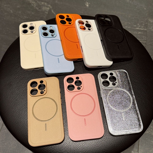 Luxury Business Magnetic Leather Case for iPhone 12 13 14 15 16 Pro Max Wireless Charging Lens Protective Shockproof Back Cover