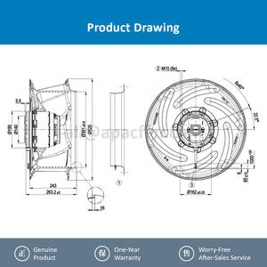 Ventilador Centrífugo para Unidad de Tratamiento de Aire (UTA) de Pie, Libre de Plástico, ODM, para R4D500-FA03-01, 500 mm, 230/400 V, 1270 W, 4.4/2.5 A, 1400 RPM - Product Image 4