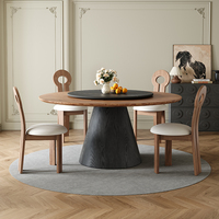 Table à manger extensible en bois de frêne blanc, style rétro du milieu du siècle, 4 chaises avec plateau tournant, pour appartement, hôtel, villa