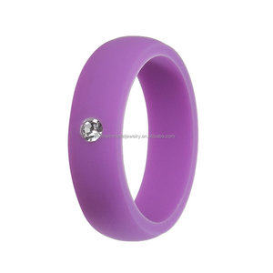 Women's 5.7mm <strong>Silicone</strong> <strong>Wedding</strong> Bands with Breathable Cubic Zirconia for Engagement Party Anniversary-Multi-Color Fashion <strong>Rings</strong> - Product Image 2