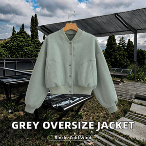 Women Leather Fleece Jacket Knitted Cotton <b>Lined</b> Long Sleeve Button Autumn Spring Warm Thick <b>Coat</b> Casual Outdoor Soft - Product Image 2