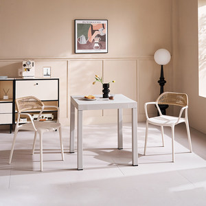 Set Tavolo e Sedie da Giardino in Plastica <span class=keywords><strong>Crema</strong></span> Stile Nordico per 6 Persone, Smontabile, Ideale per Agriturismi, Spazi Ricreativi e Terrazze all'Aperto - Product Image 4