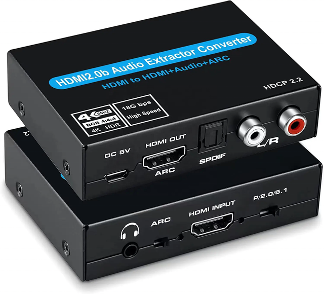 TV-link HDMI2.0b to HDMI2.0b+L/R+ARC Audio Extractor Converter Adapter with HDCP2.2 Support 4K 120Hz