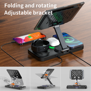 Station de charge sans fil 6 en 1 en alliage d'aluminium pliable et rotative, station de charge pliable pour <span class=keywords><strong>Apple</strong></span> - Product Image 3
