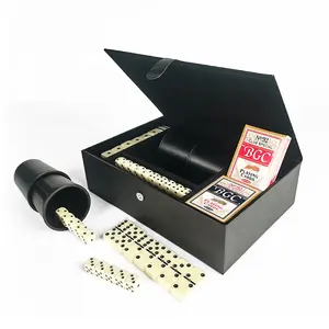 Производитель, изготовленный на заказ Кожаный Набор чехлов для покерных чипов, роскошный набор для покерных чипов, черная кожаная картонная коробка для игральных карт