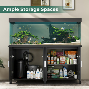 Support de réservoir à poissons moderne en bois/bambou robuste, convient aux réservoirs de 100/120/150 gallons, support d'aquarium étanche avec rangement - Product Image 3