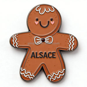 Aimants de réfrigérateur en métal émaillé, souvenirs de voyage français personnalisés de Colmar, <span class=keywords><strong>Alsace</strong></span>, avec motif de bonhomme en pain d'épices de Noël - Product Image 1