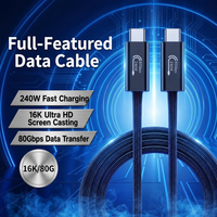 Kabel Data USB C Fitur Lengkap Grosir 240W 80Gbps 16K Ultra HD Biru Tua Berlapis Nilon Terproteksi Pengisian Cepat Laptop OEM ODM