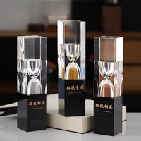 Honneur de Cristal K9 Cristal Sable Horloge Laser Gravure Cristal Verre Sablier Trophée Business Plaque Award avec Boîte Cadeau