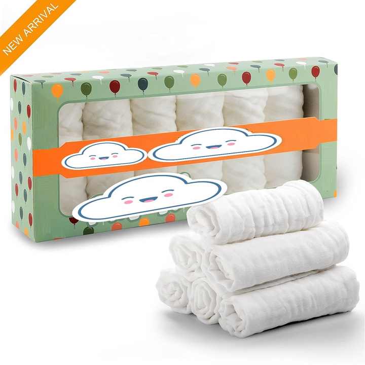 Baby Muslin Washcloths Natural Muslin 100% Organic Cotton Baby