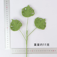 Daun Monstera Deliciosa Rajutan Tangan Buatan, Pengisi Buket Tanaman Hijau Buatan, Dekorasi Meja Ruang Tamu Rumah