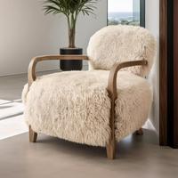 Canapé d'intérieur de luxe, design de mobilier de maison, cadre en bois, fauteuil individuel en fausse fourrure de mouton