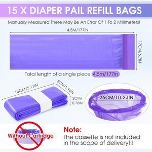 15 pièces de sacs de recharge pour couches Tom Tip, doublures pour poubelle à couches, recharges pour poubelle à couches Genie/<span class=keywords><strong>Angelcare</strong></span>/TomHygiene - Product Image 2