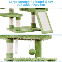 Grande tour d'arbre à chat verte Maison de chat confortable avec lit rembourré Condo Hamacs Poteaux à gratter en sisal Style classique mignon moderne