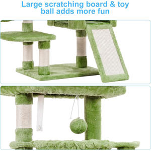 Grote groene kattenboomtoren, gezellig kattenhuis met gevoerde bedden, condo's, hangmatten, sisal krabpalen, moderne, schattige, klassieke stijl - Product Image 3