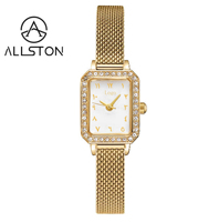 Montre Allston Vintage pour femmes, design minimaliste en acier inoxydable, montre à quartz de luxe avec cadran carré et bracelet, montre pour femmes