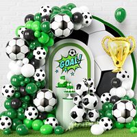 Kit d'arche de ballons de football vert, noir et blanc, ballons en latex et en aluminium, trophée de champion pour la décoration de fête d'anniversaire sportive pour garçons