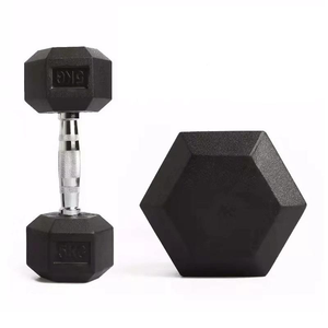 Full Size Stock Hexagonal Rubber Coated Cast Iron Dumbbell for Home Gym <b>Strength</b> <b>Training</b> Free Weight Exercise Equipment - Product Image 3