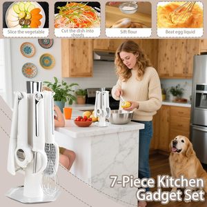 Set di 7 Utensili da <span class=keywords><strong>Cucina</strong></span> in Acciaio Inox con Supporto e Apribottiglie, Lavabili in Lavastoviglie, <span class=keywords><strong>per</strong></span> Casa e <span class=keywords><strong>Cucina</strong></span> - Product Image 3