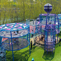 Equipo de Juego Infantil Personalizado para Exteriores, sin Motor, Estructura de Juego de Aventura Comercial con Toldo para Parques y Resorts