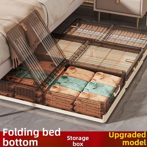 Caja de Almacenamiento Plegable Rectangular con <span class=keywords><strong>Ruedas</strong></span> para Debajo de la <span class=keywords><strong>Cama</strong></span>, de Plástico a Prueba de Polvo y Humedad, para Ropa y Edredones - Product Image 3