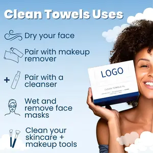 Custom 100% Cotton Face Towel Disposable Extra Thick Dry Wet Use Clean Skin Club Facial Cleansing Towels