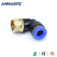 Raccord pneumatique à coude mâle, type PL, pour tuyau de 6 mm, 8 mm, 10 mm, 12 mm, filetage BSPT 1/8, 1/4, 3/8, 1/2, raccord de tuyau en plastique pour air comprimé