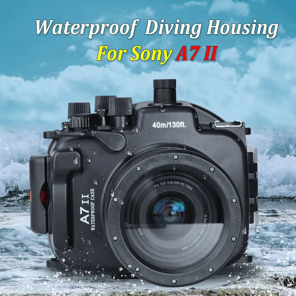 Seafrogs เคสกล้องใต้น้ำ40m130ft,สำหรับ Sony A7R II A7 II Meikon กล้องซิงโครตรวจจับการรั่วไหลของเคสกล้อง