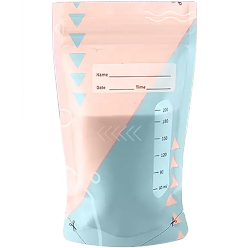 사용자 정의 인쇄 200ML / 80oz 우유 저장 가방 재사용 가능한 BPA 무료 유방 우유 저장 스낵 너트 스탠드 업 플라스틱 가방