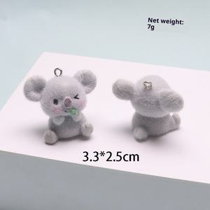 3D flocado Koala encanto colgante DIY collar pendientes llavero lindo Animal de peluche joyería hacer suministros Wanji - Product Image 6