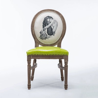 Chaise de salle à manger Louis moderne d'inspiration antique en bois massif avec dossier en échelle et revêtement en cuir PU, hauteur réglable, pour chambre et maison