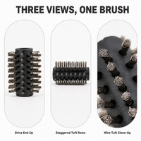 Petite brosse cylindrique en fil métallique, diamètre 45 mm, filament en acier inoxydable, noyau en plastique noir de 10 mm, brosse rotative pour le nettoyage des surfaces
