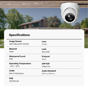GX-OFI-M6S GCraftsman Cámara de Red <span class=keywords><strong>IP</strong></span> CCTV Tipo Domo con Ojo de Pez de 6MP, Lente de Gran Angular de 2.1mm, Compatible con Reconocimiento Facial XMEYE - Product Image 2