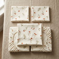 Ensemble de draps en microfibre imprimés de fleurs, 6 pièces, doux et respirants, pour hôtel et maison