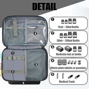 Grande trousse de médicaments de voyage pour la maison avec bandoulière, organiseur de médicaments et de premiers secours pour les thérapeutes, les médecins, les étudiants en soins infirmiers - Product Image 3