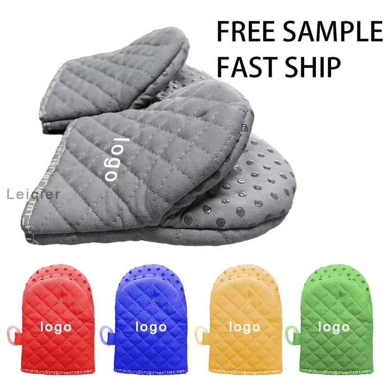 Custom Logo Cotton Oven Mitts Set