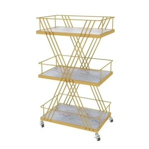 Chariot de manucure doré moderne, chariot de coiffeur roulant avec roues, cadre métallique, mobilier de haute qualité, imperméable, vente en gros - Product Image 1