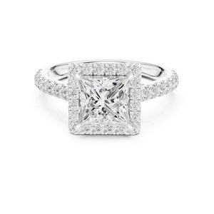 Ethnic <b>Solitaire</b> Halo Princess Engagement 2 Carat Lab Grown Diamond IGI Certified <b>Ring</b> 925 Sterling <b>Silver</b> Wedding Party - Product Image 1