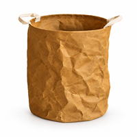 Panier à linge en papier kraft lavable, grand panier à linge pliable, bac de rangement avec poignées pour la maison, la chambre, la salle de bain, la buanderie