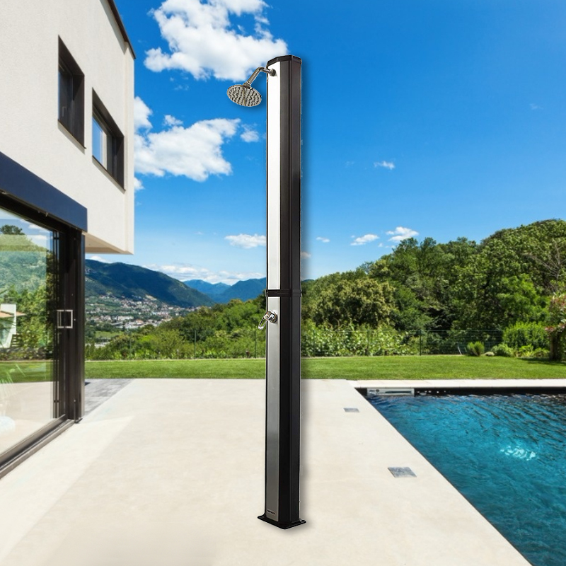 Chauffé au soleil À L'extérieur En Plein Air En Acier Inoxydable Solaire Colonne de Douche Avec Lave-pieds