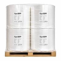 Rouleau géant de papier synthétique Antac 75μm blanc imperméable, film BOPP en bobine mère, matières premières directes usine pour convertisseurs d'étiquettes