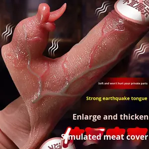 Guaina per Pene Indossabile Maschile, Ingrandita e Ispessita, in Silicone Liquido Cavo, Dente <span class=keywords><strong>di</strong></span> Lupo, Giocattolo Sessuale, Colore Pelle, 100% Impermeabile - Product Image 3