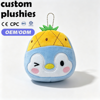 Porte-monnaie en peluche pingouin fraise mignon, mini porte-monnaie à fermeture éclair, porte-clés, cadeau pour enfants - Grande Vente