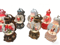Weihnachtliche Farbeffekt-Silberpulver-Laterne mit Licht, 100MM Halbkreisförmig mit Blumen und Pferdemotiv