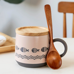 Taza de Cerámica Vintage Grande, Color Rosa, con Relieve Pintado a Mano de Peces Pequeños, Nuevo Diseño de Buena Calidad para Regalos Empresariales - Product Image 1
