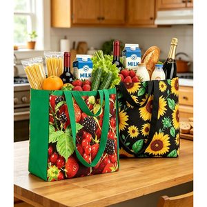 <b>Extra</b> <b>Large</b> Reusable Canvas Grocery Bag With 6 Pockets Foldable Tote For Shopping - Product Image 6