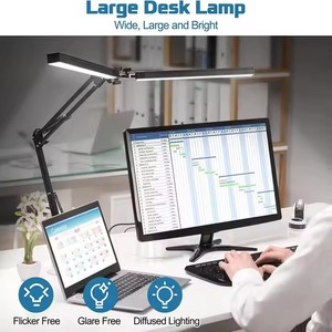 Factory OEM Led Desk Lamp Double Head Study Table Clip USB 20W Adjustable Arm Aluminum <strong>Clamp</strong> <strong>Light</strong> for 2 Computer Lamparas - Product Image 5