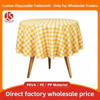 Nappe ronde jetable classique en PEVA à carreaux vichy, imperméable et résistante à l'huile, vente en gros pour pique-nique, barbecue, traiteur, fête